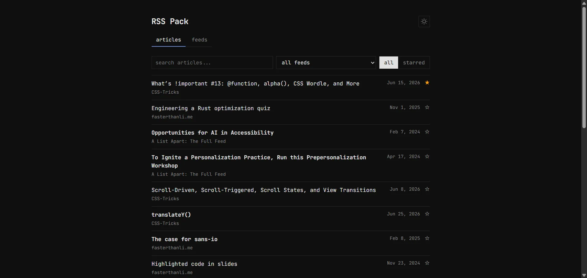 RSS Stack screenshot